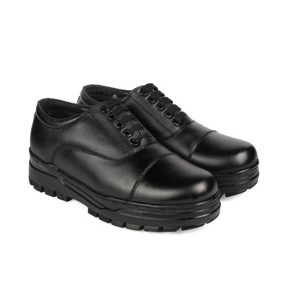 4027 Lace-up Tan/Black Leather Oxford Light Weight Police Shoes