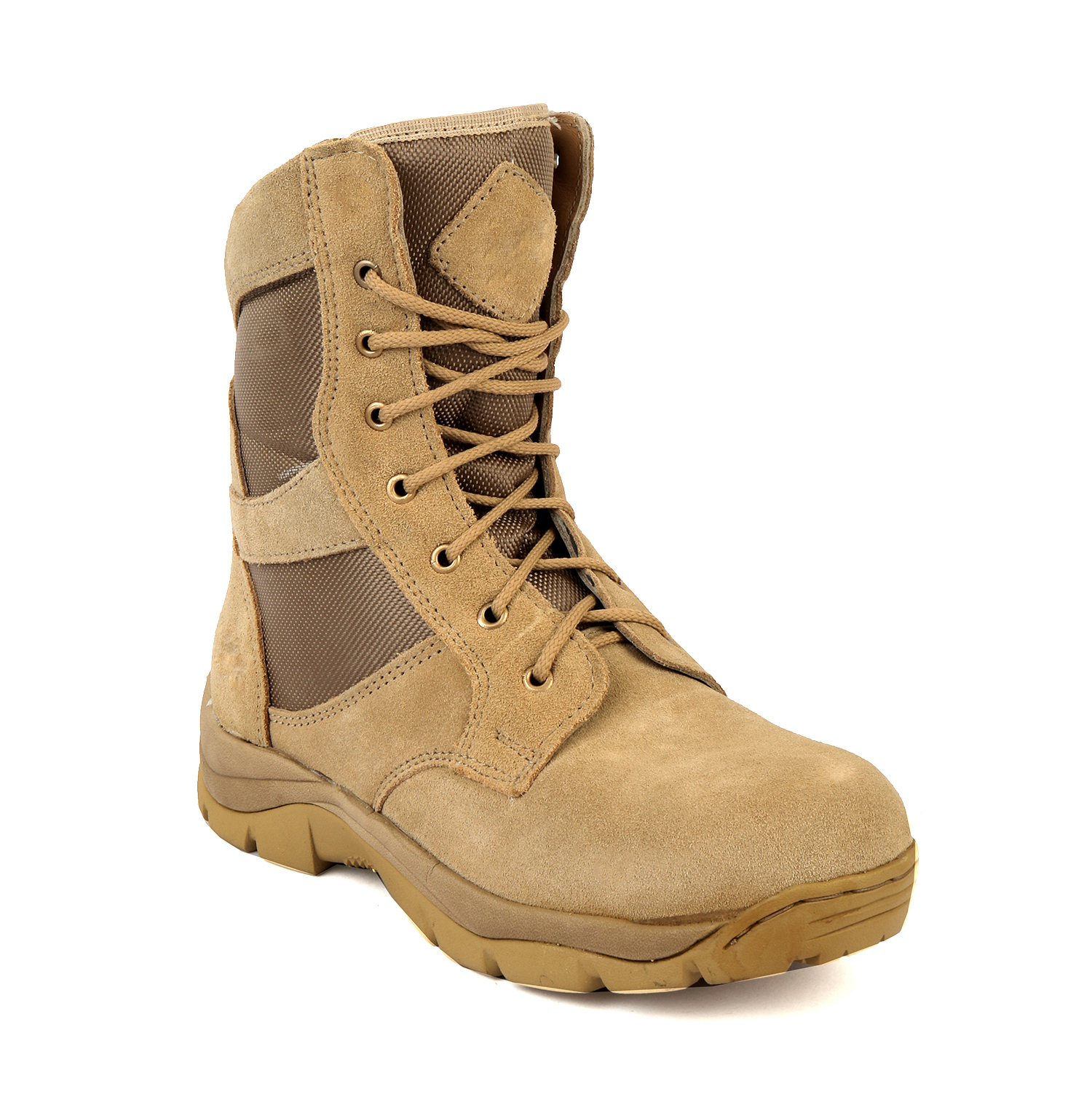 XHUGOY DB-1 TAN SUEDE Genuine Leather Military Men's Combat Desert Boots -High Ankle - High Top Lace Up - Image 2
