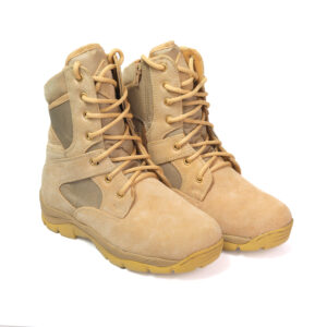 XHUGOY CP001TAN SUEDE Genuine Leather Military Men's Combat Desert Boots -High Ankle With Zip