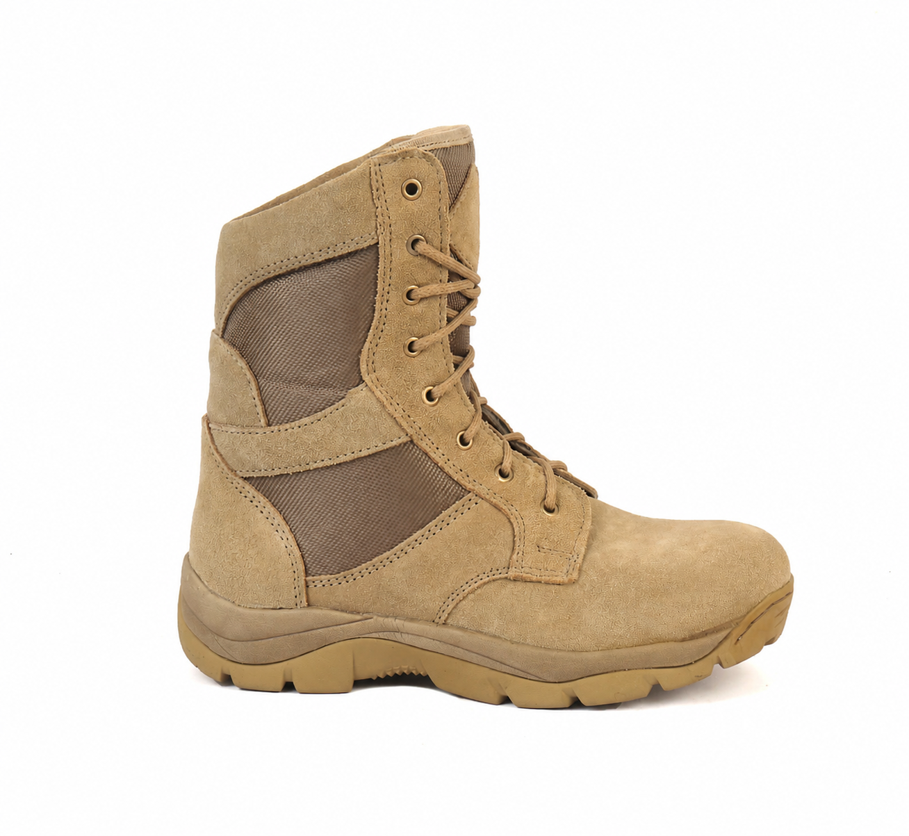 XHUGOY DB-1 TAN SUEDE Genuine Leather Military Men's Combat Desert Boots -High Ankle - High Top Lace Up - Image 6