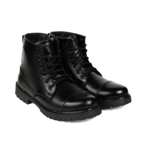 XHUGOY MEDIUM RANGE LACE-UP CHAIN COMBAT POLICE DMS BOOT BLACK SIZE 5-11FOR MEN