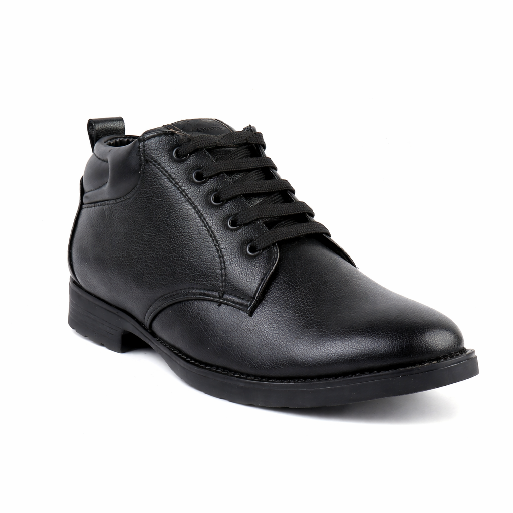 XHUGOY Men's Black Lace-Up Ankle Boots, Faux Leather, Formal Style, Pointed Toe SIZE 5 TO 11 - Image 4