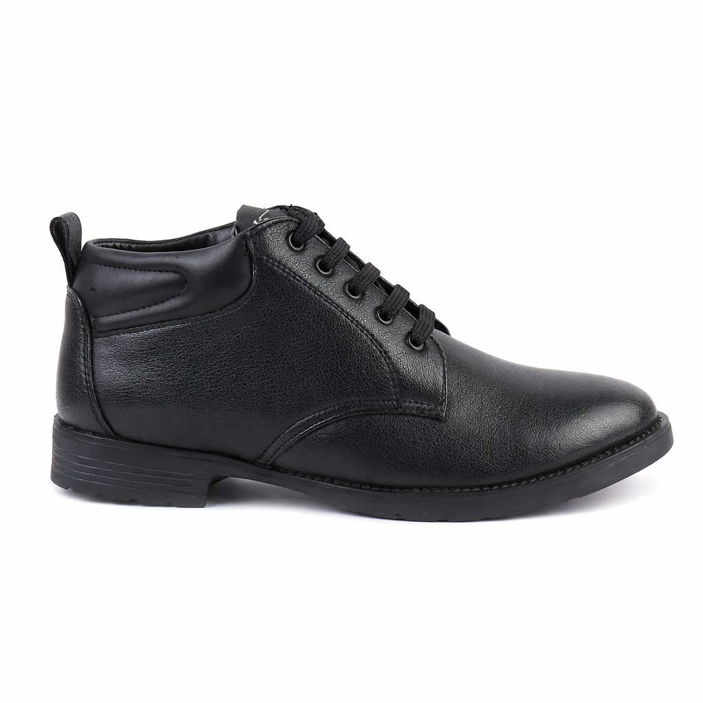 XHUGOY Men's Black Lace-Up Ankle Boots, Faux Leather, Formal Style, Pointed Toe SIZE 5 TO 11 - Image 3