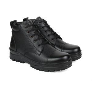 XHUGOY CHAIN LACE-UP COMBAT POLICE DMS BOOT BLACK/TAN SIZE 5-12 FOR MEN